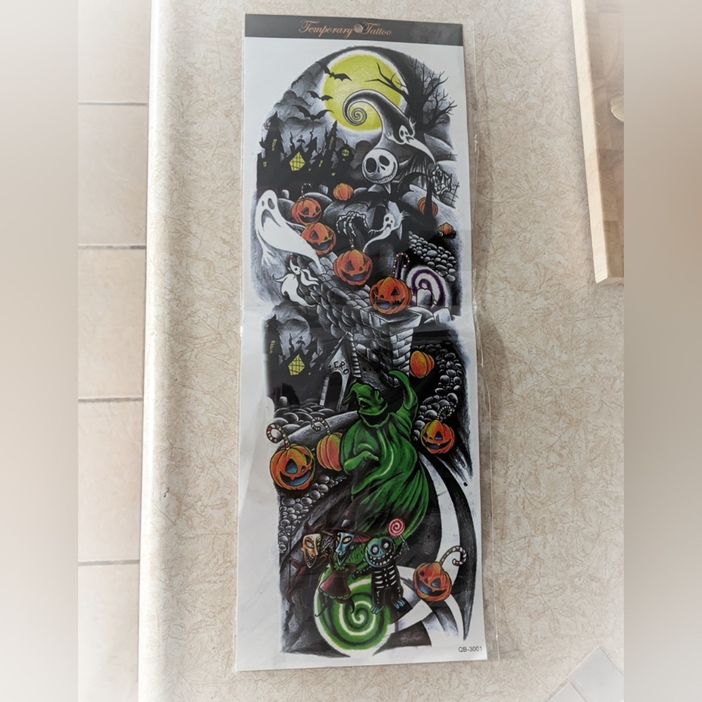 (7/$25) Extra Large Nightmare Before Christmas Temporary Tattoo for back or arm